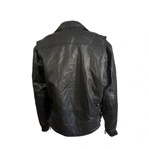 Bristol Black Leather Motorcycle Jacket Biker Style Men's size 48 - Picture 3 of 14
